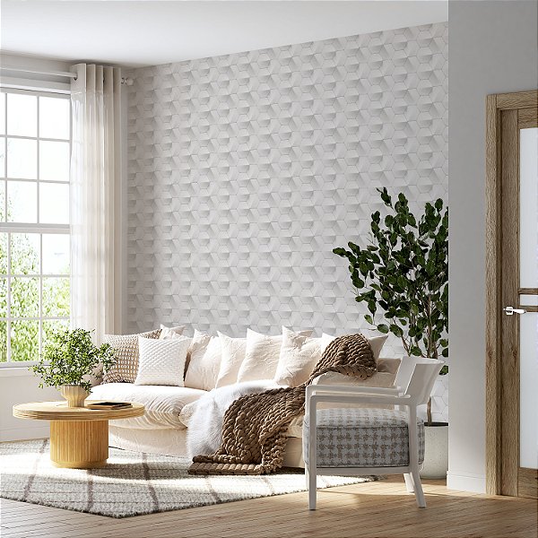 Papel de parede Autoadesivo Quarto Hexágono Colmeia Branco