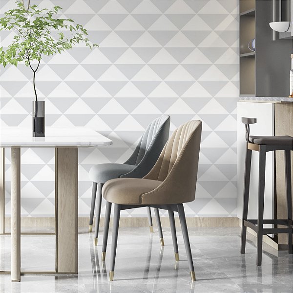 Papel de parede Autoadesivo Quarto Geometrico Triangular Tons de cinza