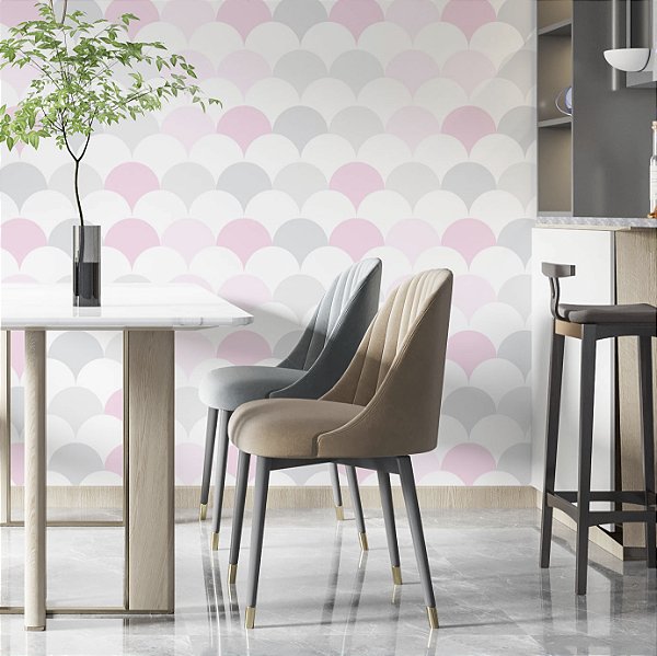 Papel de parede Autoadesivo Menina Escamas Tons Rosados