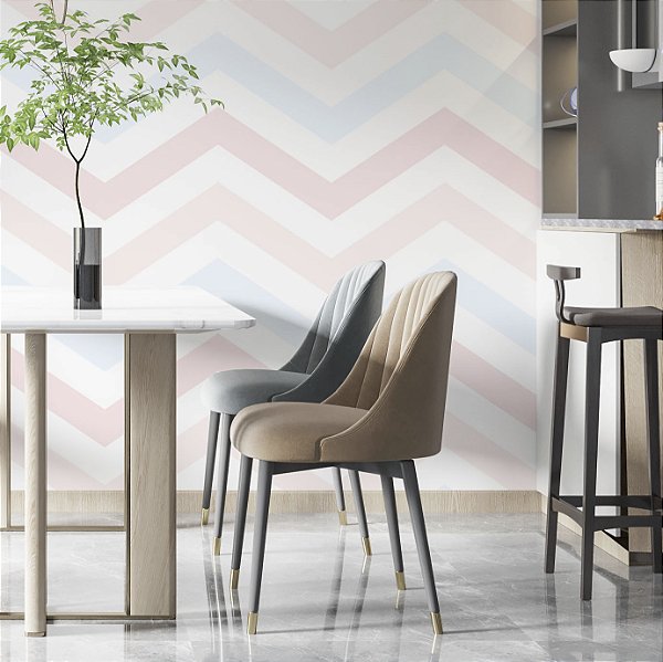 Papel de parede Autoadesivo Infantil Chevron Escamas Rosadas
