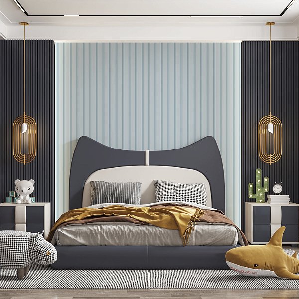 Papel de parede Autoadesivo Quarto Listrado Azul Ripas