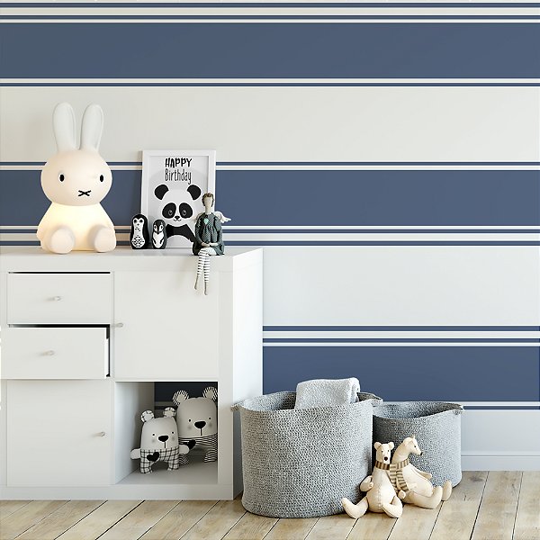 Papel de parede Autoadesivo Quarto Listra Azul