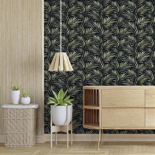 Papel de parede Autoadesivo Folhagem Pintura Sala Varanda