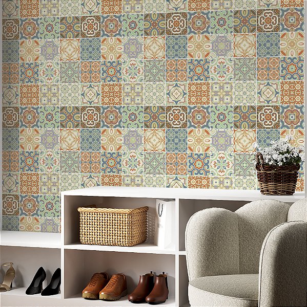 Papel de parede Autoadesivo Cozinha Azulejo Português Clássico