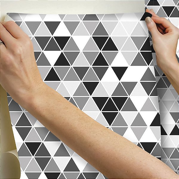 Papel de parede Autoadesivo Quarto Geométricos Retro Tons Cinza