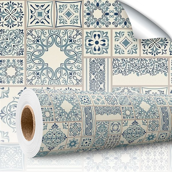 Papel de parede Autoadesivo Cozinha Azulejo Português Azul
