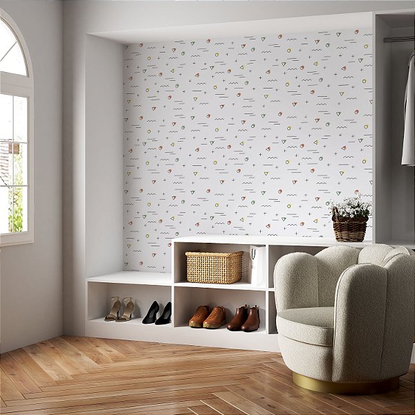 Papel de parede Autoadesivo Infantil Menina Formas Geométricas Aleatorias