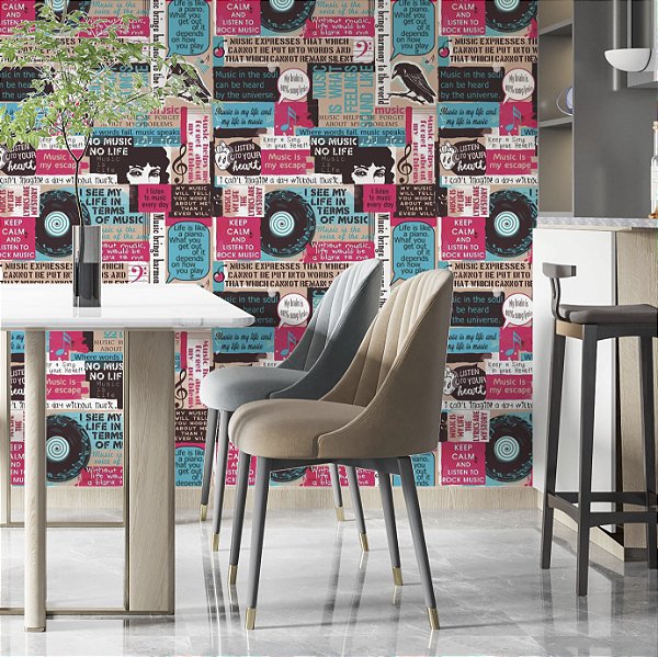 Papel de parede Autoadesivo Quarto Menina Music background seamless pattern