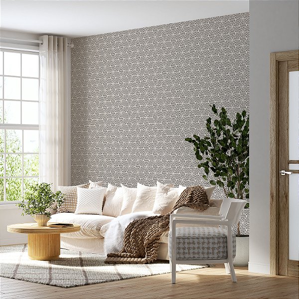 Papel de parede Autoadesivo Quarto Abstrato Moderno Linhas Geométrico Bege