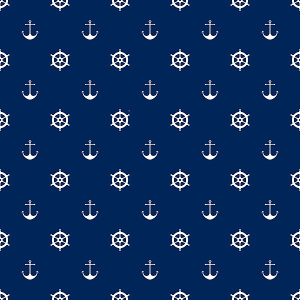 Papel de Parede Adesivo Vinil  Marinheiro Fundo Azul Âncoras Quarto