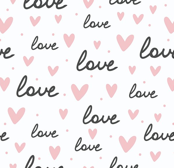 Papel de Parede Adesivo Vinil Love Corações Meninas Quarto