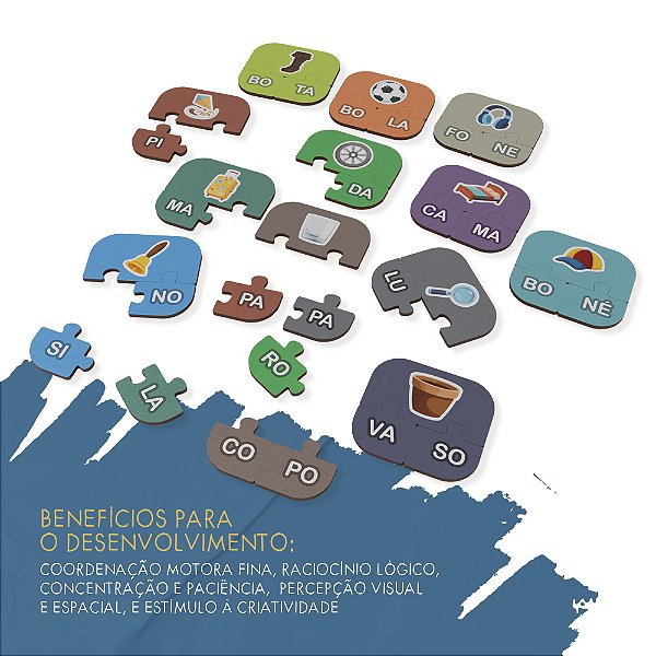 Quebra-cabeça Educativo Infantil De Sílabas Em Mdf 12 Peças