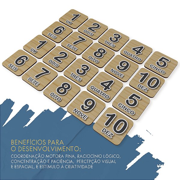 Jogo da Memória Educativo Em Mdf Para Crianças 20 Peças