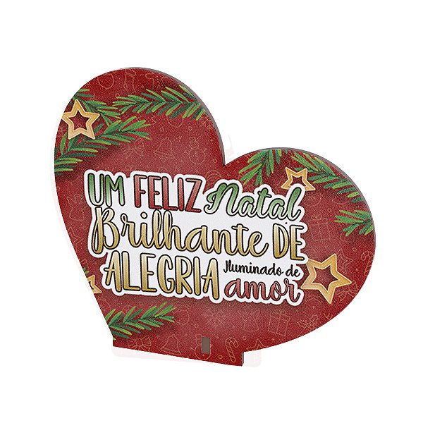 Lembrancinha Coração Feliz Natal Brilhante de Alegria