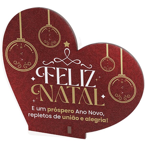 Lembrancinha Coração Feliz Natal e Ano Novo Vermelho