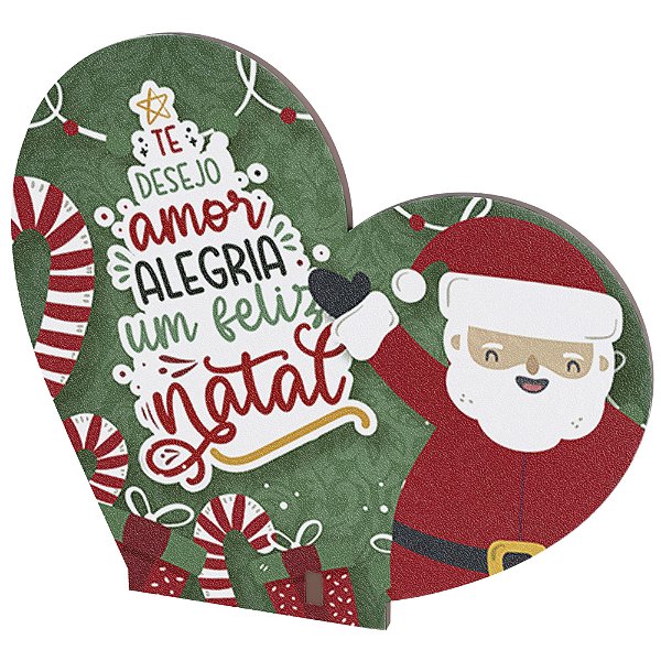 Lembrancinha Coração Natal Papai Noel Verde