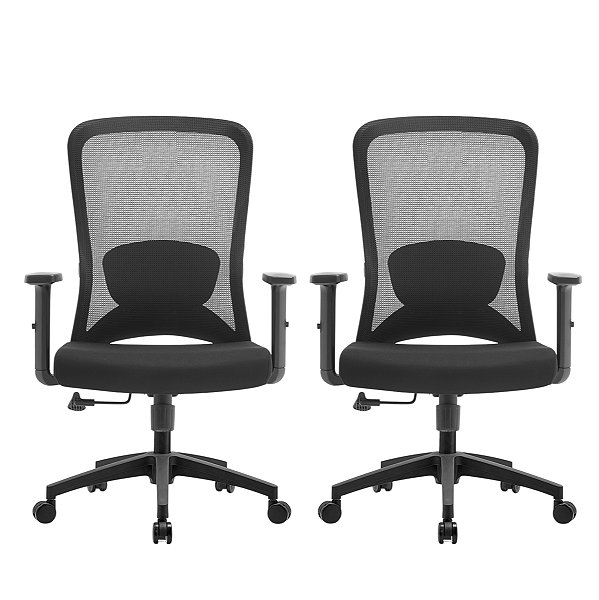 Kit Com 2 Cadeiras De Escritório Ergonômica Efa Marquesa Preta