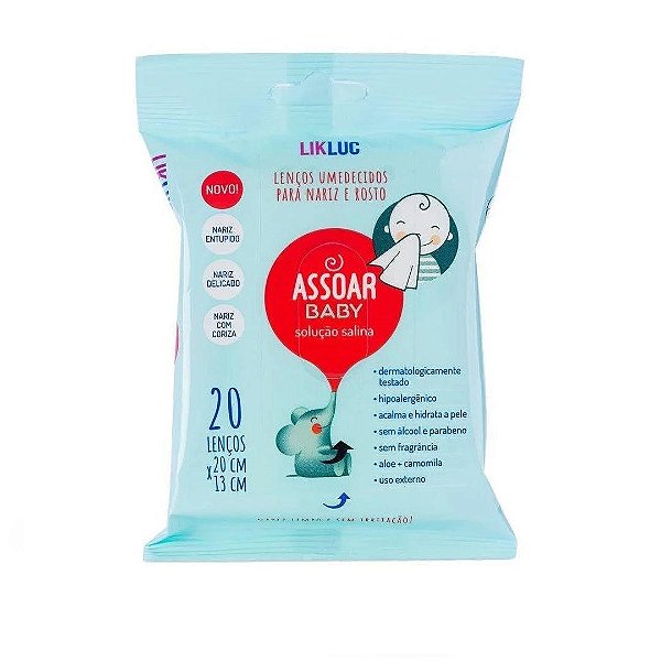 Assoar Baby - Lenços Umedecidos Com Solução Salina Para Nariz e Rosto