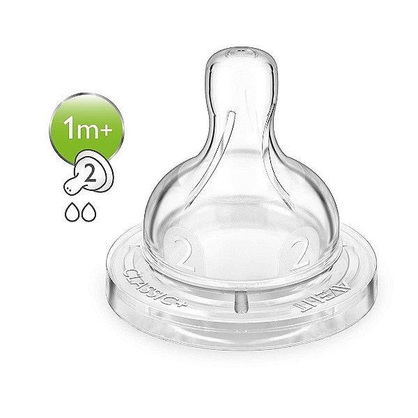 Bico De Mamadeira Avent Classic Fluxo Lento 1M+