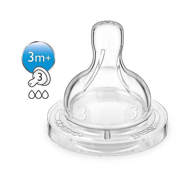 Bico De Mamadeira Avent Classic Fluxo Médio 3M+