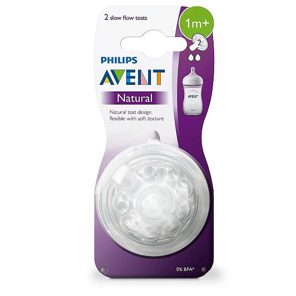 Bico De Mamadeira Avent Pétala Fluxo Lento 1M+ - BR