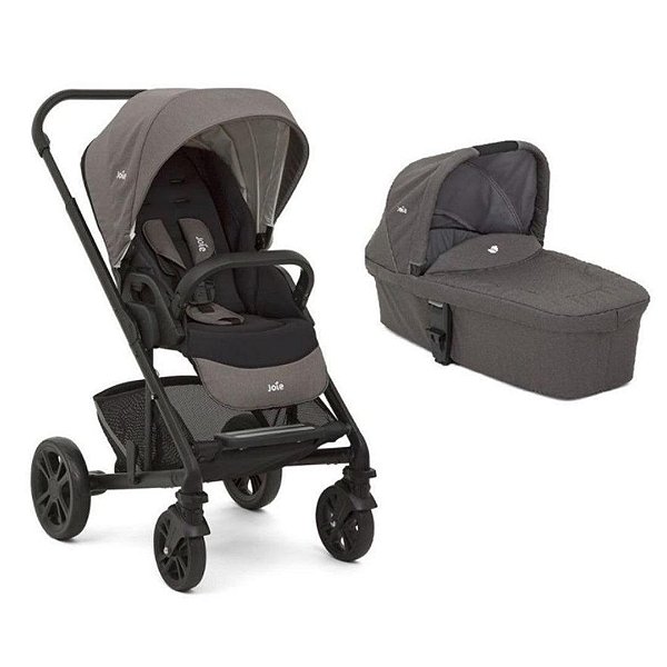 Carrinho De Bebê + Moisés Joie Chrome Preto Foggy