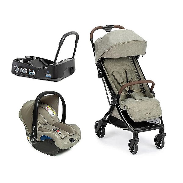 Carrinho de Bebê Maxi-Cosi Travel System Eva³ Luxe Trio Twillic Truffle