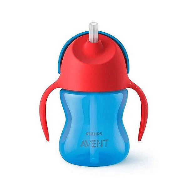 Copo com Canudo Philips Avent Dinossauro Azul e Vermelho 200ML