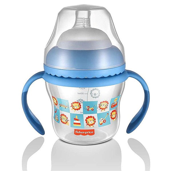 Copo De Transição First Moments + Bico Extra + Alça Removível Fisher-Price 150ML - Azul Lollypop