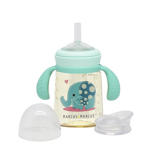 Copo De Treinamento Infantil Com Bico Em Silicone Marcus & Marcus Elefante
