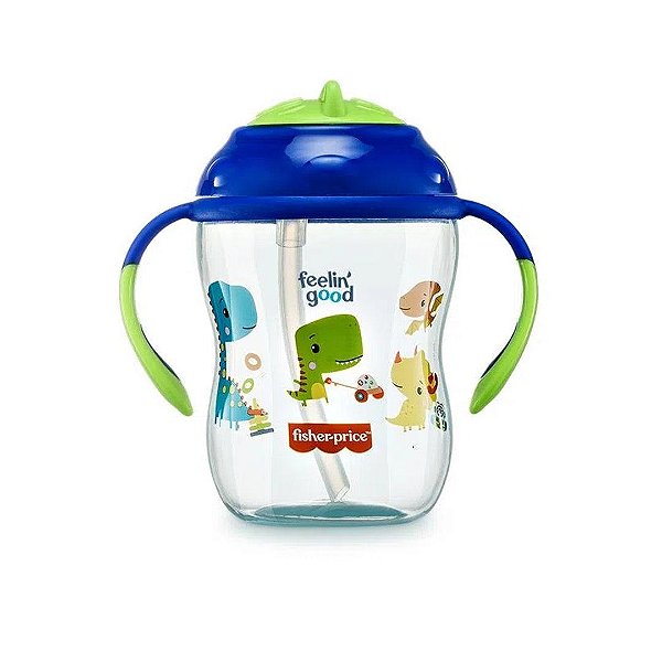 Copo De Treinamento Infantil Com Canudo Fisher-Price Azul Blueberry