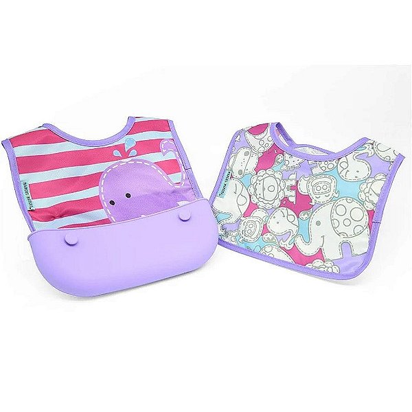 Kit 2 Babadores com Bolsa Marcus & Marcus Baleia