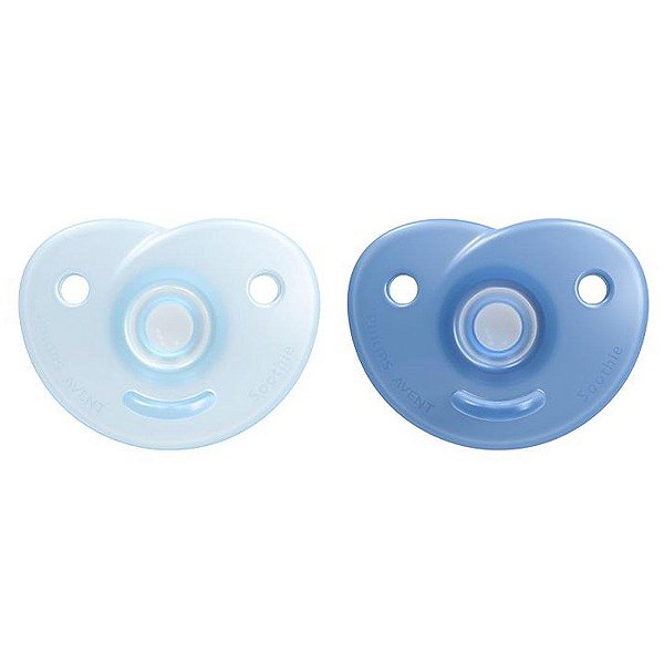 Kit de Chupetas Avent Soothie 2 Peças Coração Azul/Azul Claro 0-3M - BR