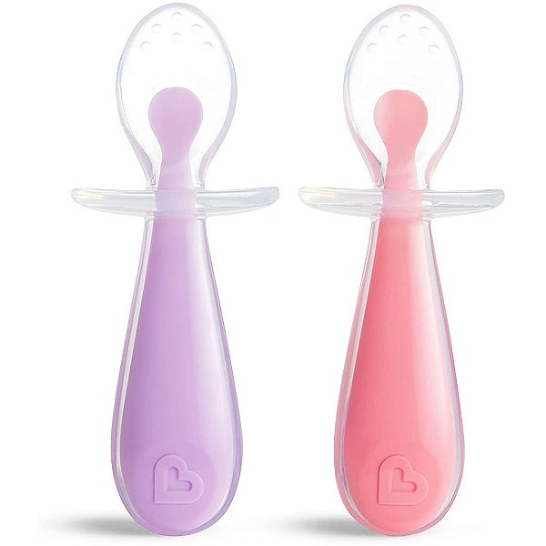 Kit Infantil de Colheres Em Silicone Munchkin - Roxo e Rosa (2 Unidades)
