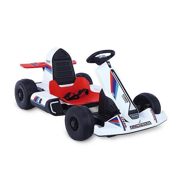 Mini Kart Elétrico Com Controle Infantil Bandeirante Branco