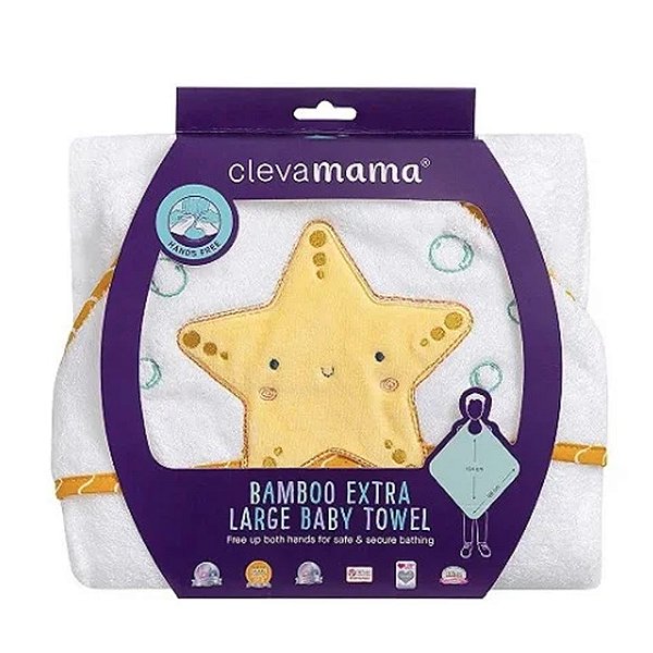 Toalha de Banho Para Bebês Avental em Bambu Estrela - Clevamama