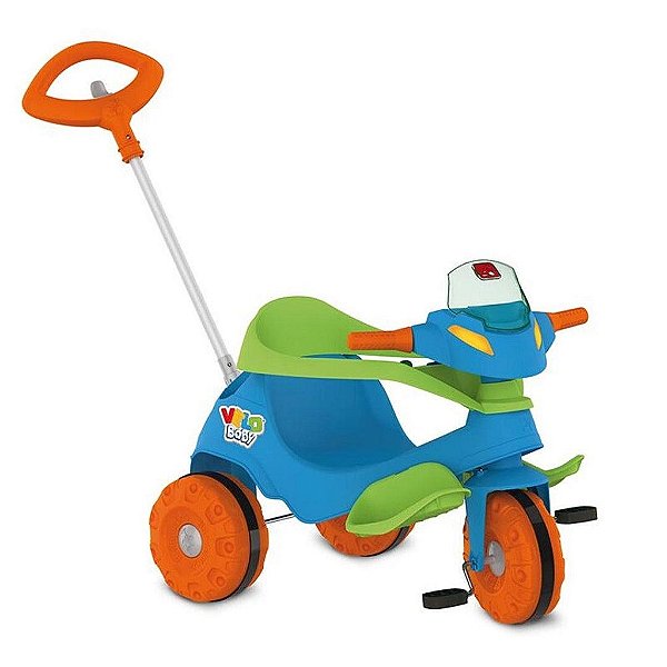 Triciclo Infantil Bandeirante Velobaby Passeio e Pedal Azul