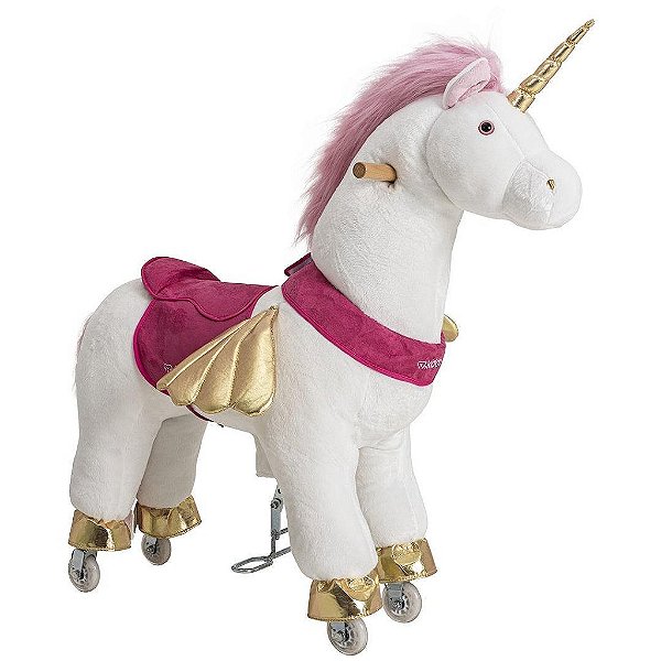 Unicórnio Uppi Montaria Kiddo Branco e Rosa M