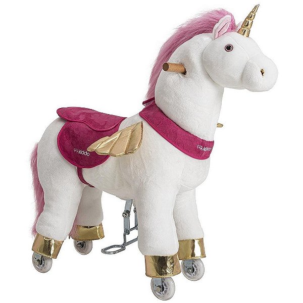 Unicórnio Uppi Montaria Kiddo Branco e Rosa P
