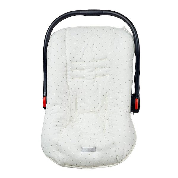 Capa Protetora Para Bebê Conforto D'Bella For Baby Off White - Poá Cinza