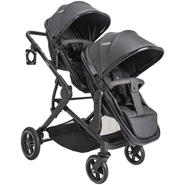 Carrinho De Bebê Para Gêmeos Kiddo Pair Melange Grafite