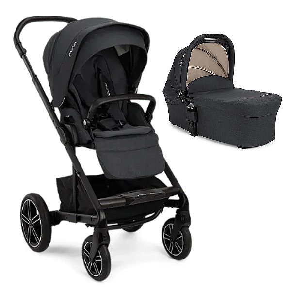 Combo Carrinho De Bebê + Moisés Nuna Mixx Next Chumbo Mescla Ocean