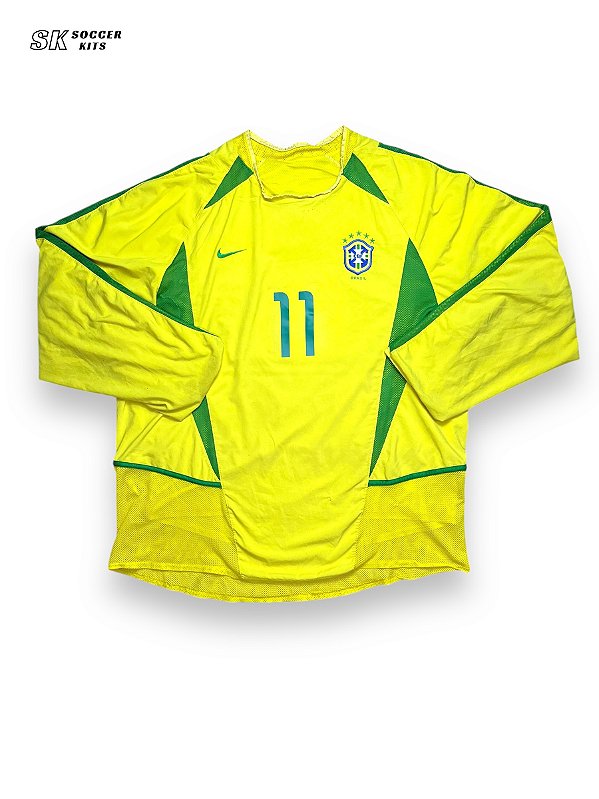 Camisa Brasil 2002/03 Home - Ronaldinho ML | Modelo Jogador Dupla Camada