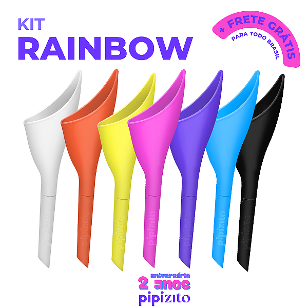 KIT RAINBOW : 7 Pipizitos Funis Urinários Reutilizáveis (1 de cada cor)