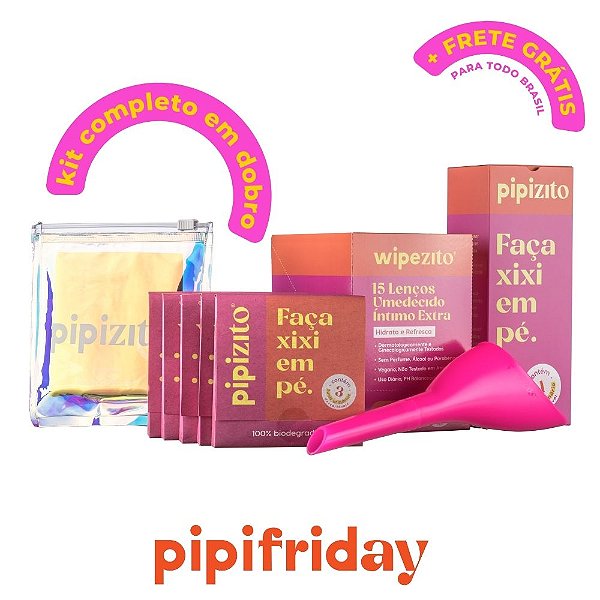 KIT COMPLETO EM DOBRO: 2 Pipizito Reutilizável + 30 Pipizitos Descartáveis + 30 Wipezitos + 2 Porta Pipizito