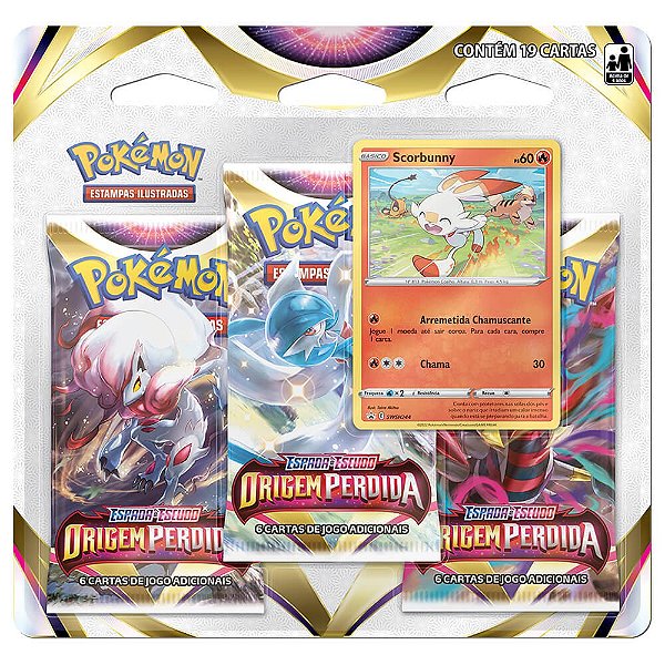 Pokémon TCG: Triple Pack SWSH11 Origem Perdida - Scorbunny