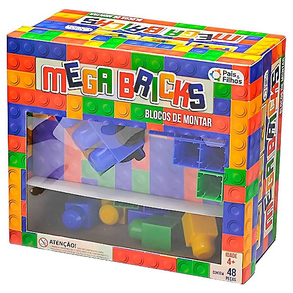 Blocos de Montar Infantil Mega Bricks com 48 Peças | Pais e Filhos