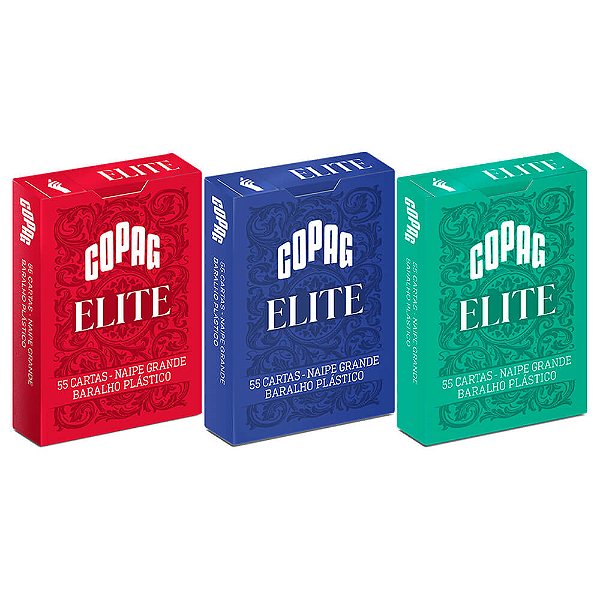 Baralhos Plástico Elite Azul, Verde e Vermelho Naipe Grande | COPAG