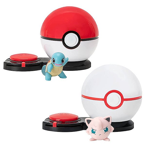 Jogo de Bonecos Pokémon Surprise Attack Game - Squirtle + Poké Bola e Jigglypuff + Bola Premio | Jazwares