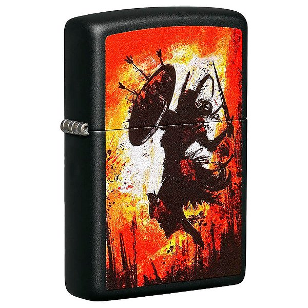 Isqueiro Zippo 49405 Classic Warrior Design Preto Fosco